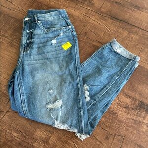 New | Venus Blue Distressed Straight Leg Denim Jeans